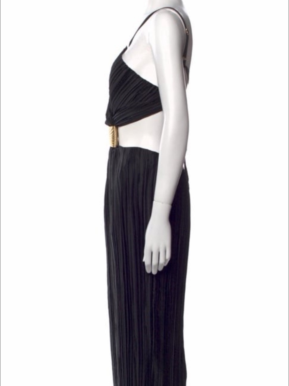 cult gaia Black Pleated Maxi Dress with Gold Logo Accent NW , Size M - Picture 2 of 6
